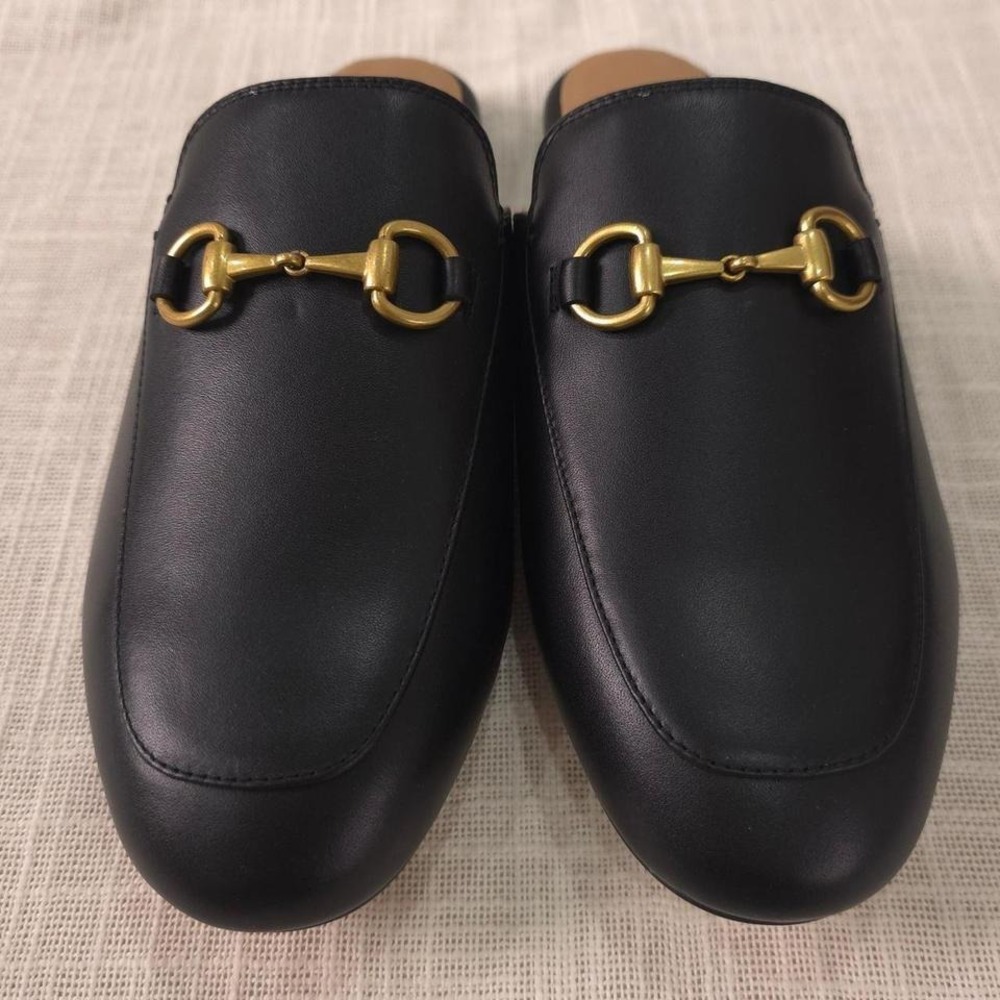 Quince Italian Leather Horsebit Loafer Mule - Black/ Size 8 - Picture 2 of 8